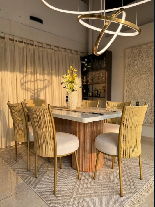 Comedor Tejido en Yute Premium - Elegancia Orgánica con Base Metálica