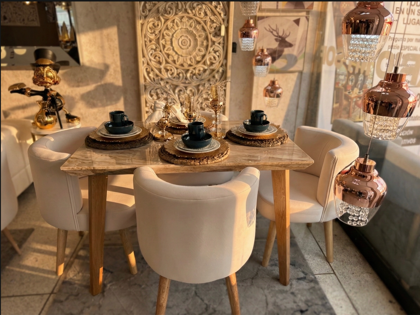 Comedor Dinastía - Madera Flor Morado (4 Puestos)