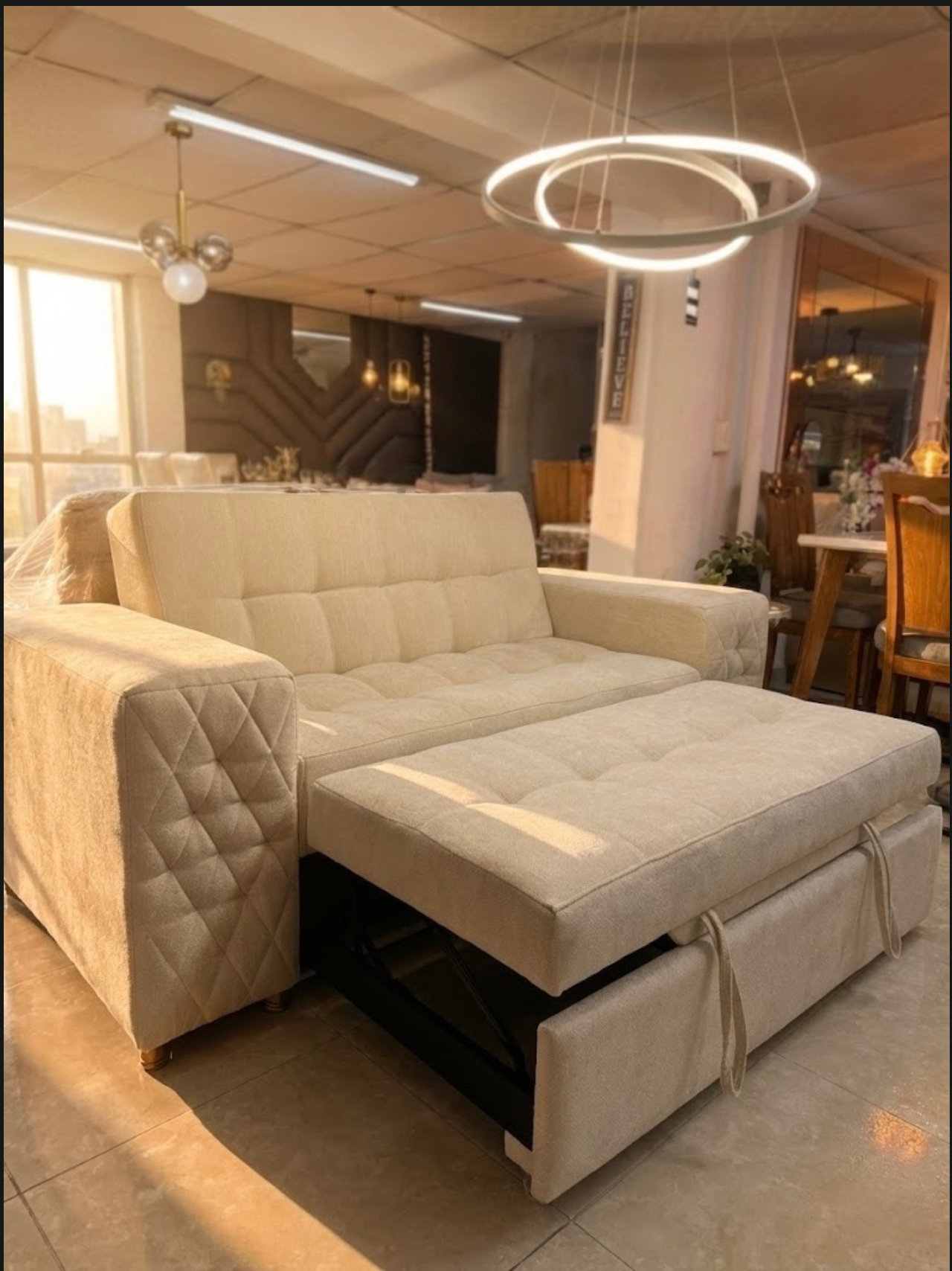 Sofá Cama Extraíble - Madera Flor Morado (Lujo y Utilidad).