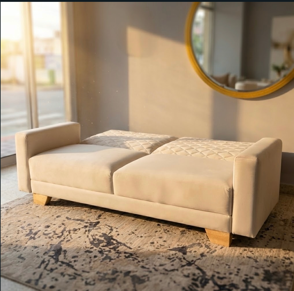 Sofá Cama Doble Función - Bordado Diamante 3 Puestos con Cama 175x120cm