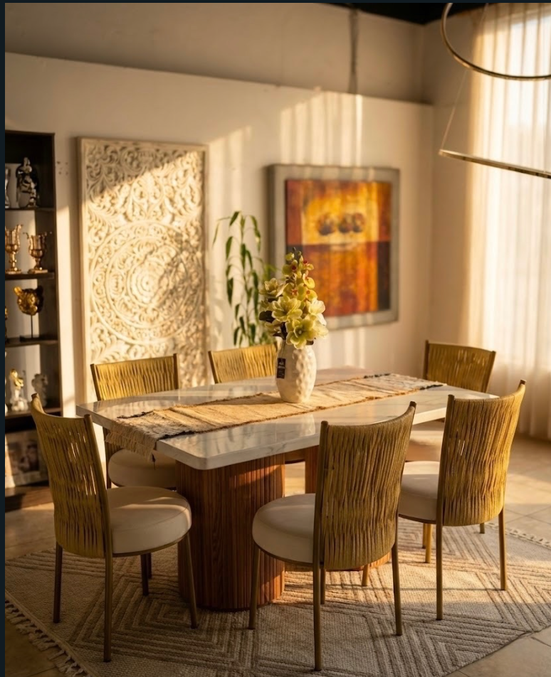 Comedor Tejido en Yute Premium - Elegancia Orgánica con Base Metálica