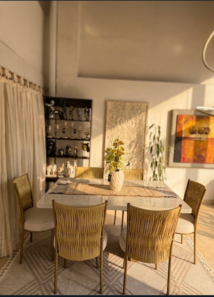 Comedor Tejido en Yute Premium - Elegancia Orgánica con Base Metálica