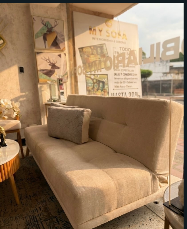 Combo Sala Comedor Colección 2026 - Sofá Cama Lino Frío + Sillas Flor Morado