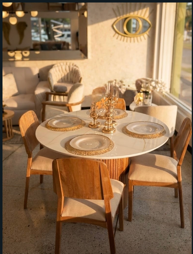 Combo Sala Comedor Colección 2026 - Sofá Cama Lino Frío + Sillas Flor Morado