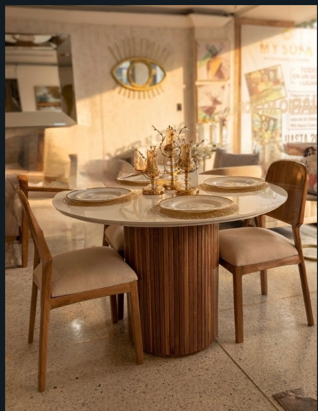 Combo Sala Comedor Colección 2026 - Sofá Cama Lino Frío + Sillas Flor Morado