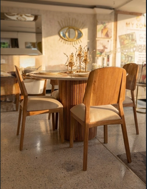Combo Sala Comedor Colección 2026 - Sofá Cama Lino Frío + Sillas Flor Morado