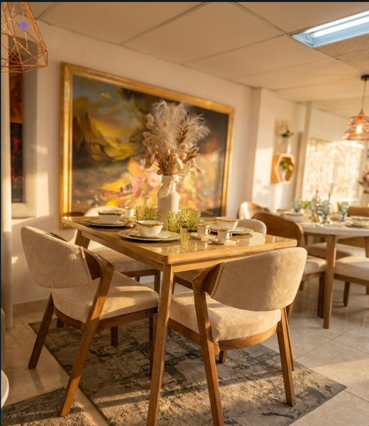 Comedor Monarca - 100% Madera Flor Morado con Sillas Ergonómicas Tapizadas