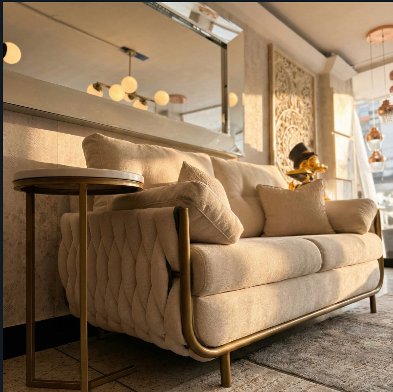 Sala Marcello Premium - Sofá de Lujo con Sillas Trenzadas | Diseño Contemporáneo