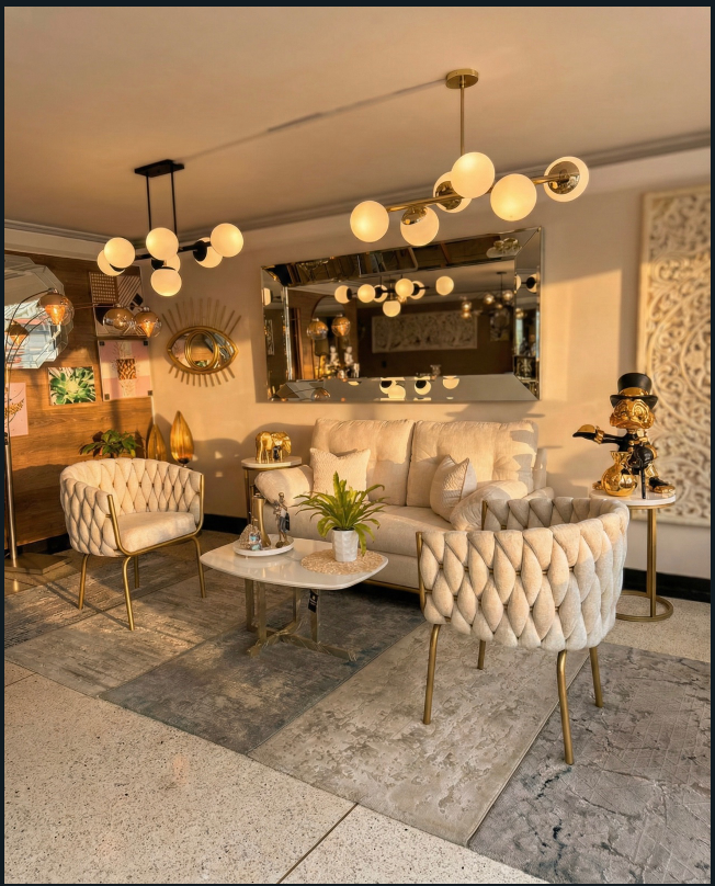 Sala Marcello Premium - Sofá de Lujo con Sillas Trenzadas | Diseño Contemporáneo