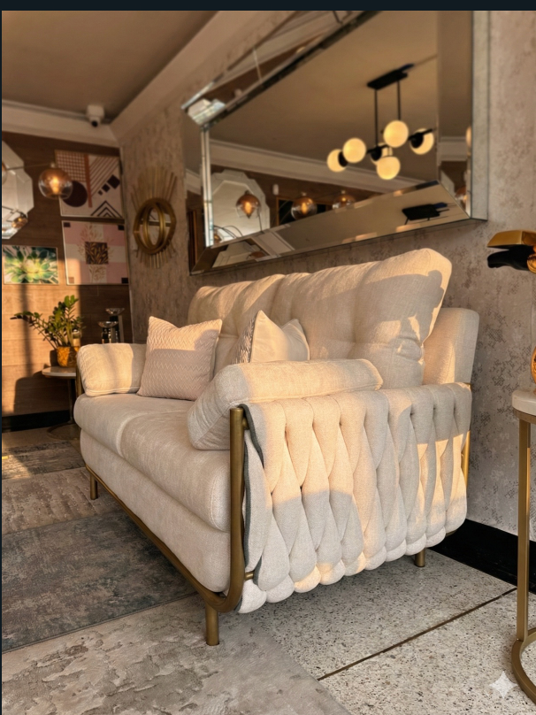 Sala Marcello Premium - Sofá de Lujo con Sillas Trenzadas | Diseño Contemporáneo