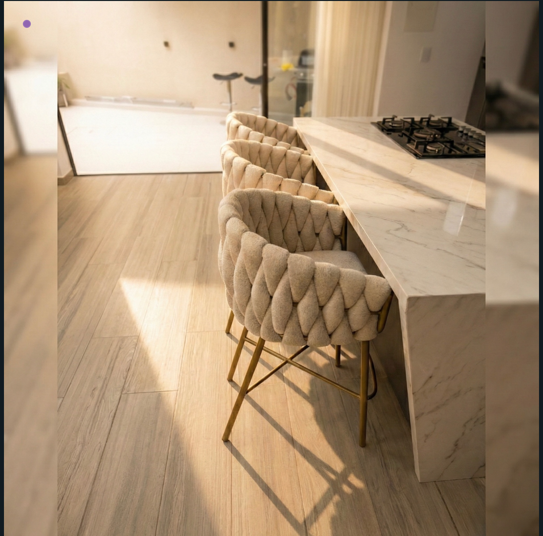 Silla de Barra Trenzada Premium - Diseño Moderno Anti-Fluidos | My Sofá