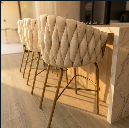 Silla de Barra Trenzada Premium - Diseño Moderno Anti-Fluidos | My Sofá