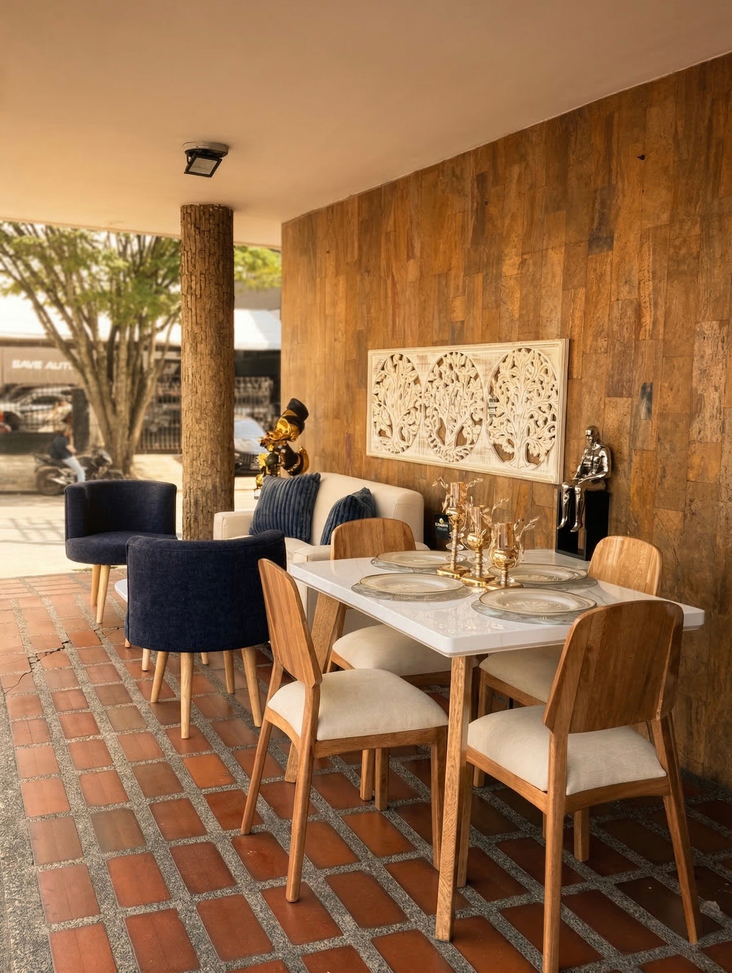 Combo Sala Comedor - Madera Flor Morado Lino Anti-Fluidos Entrega Inmediata | My Sofá