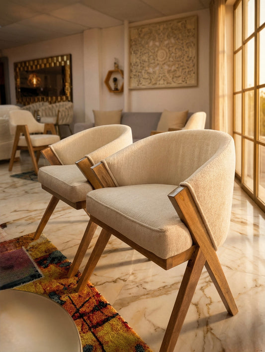 Silla Auxiliar de Sala - Lino Frío Anti-Fluidos Madera Flor Morado Natural | My Sofá