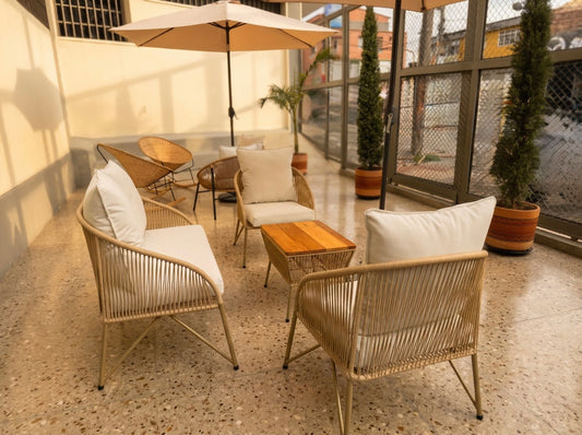 Muebles de Exterior - Metal y Mimbre PVC Tapizado Alta Resistencia | My Sofá