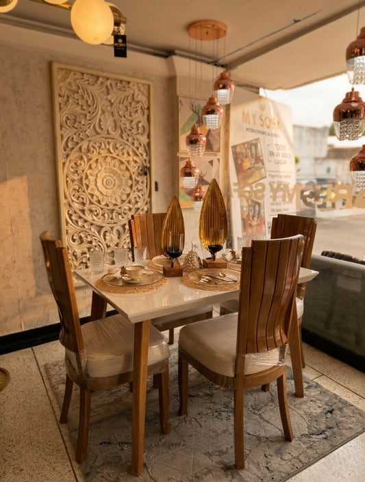 Comedor Mónaco - Madera Flor Morado Premium 2 Años Garantía | My Sofá