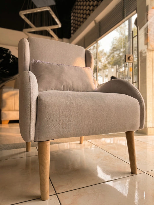 Sillón Juan-B - Madera Flor Morado Lino Hilo Frío con Cojín | My Sofá