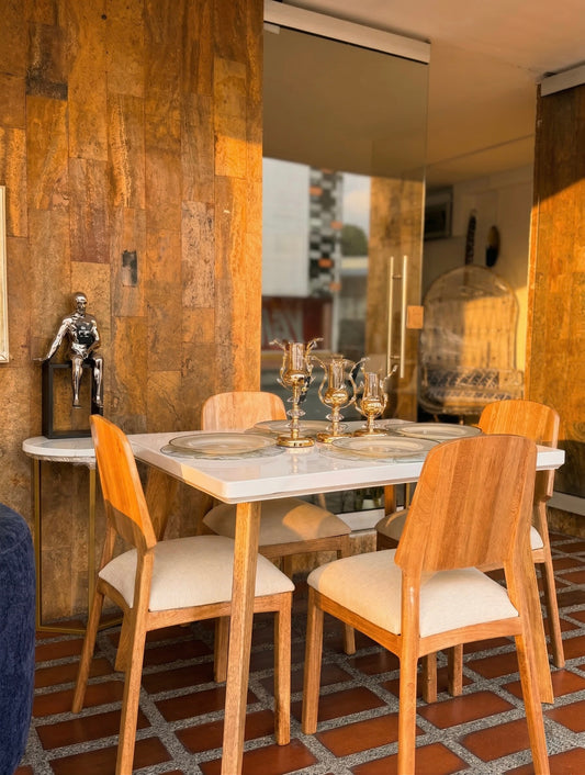 Combo Sala Comedor - Madera Flor Morado Lino Anti-Fluidos Entrega Inmediata | My Sofá