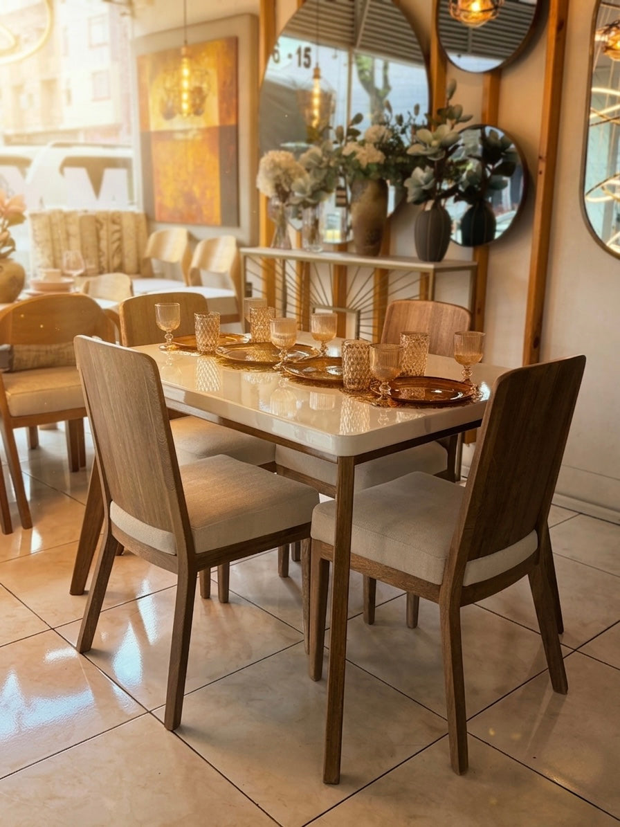Comedor Atenas - Madera Flor Morado Tablero Blanco Premium | My Sofá