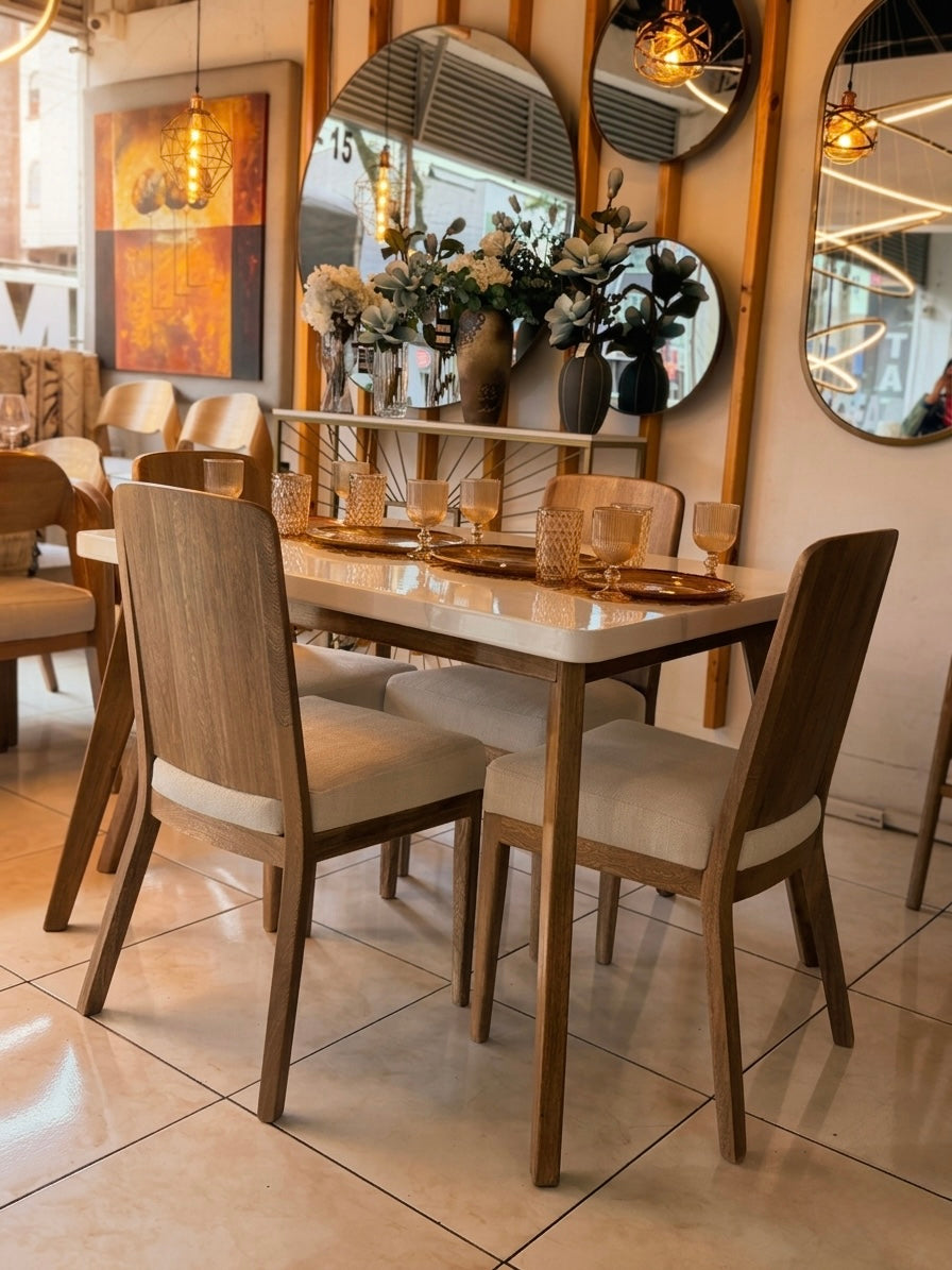 Comedor Atenas - Madera Flor Morado Tablero Blanco Premium | My Sofá